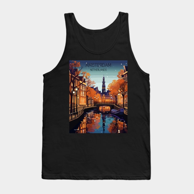 Amsterdam, Netherlands, Travel Print, Travel Wall Art, Travel Home Décor, Travel Gift Art Tank Top by TripleTravelArt